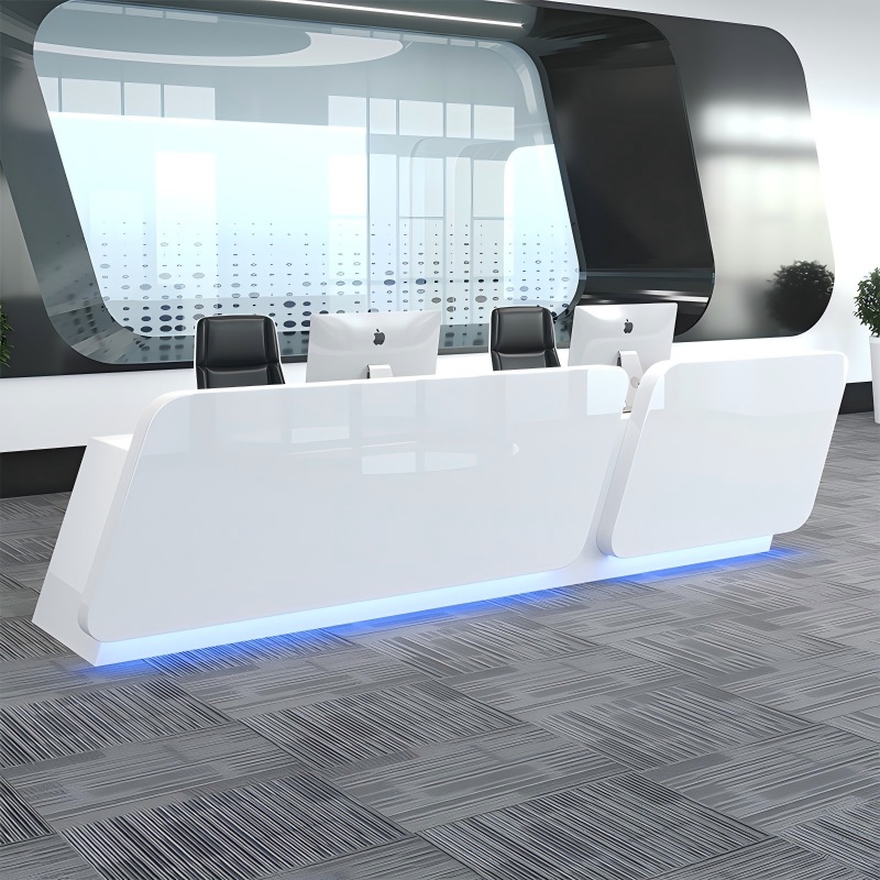 Solid Surface Reception Desk for Corporate Office Interiors