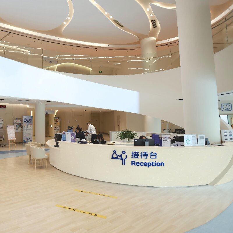 Curved Solid Surface Reception Desk for High-End Healthcare