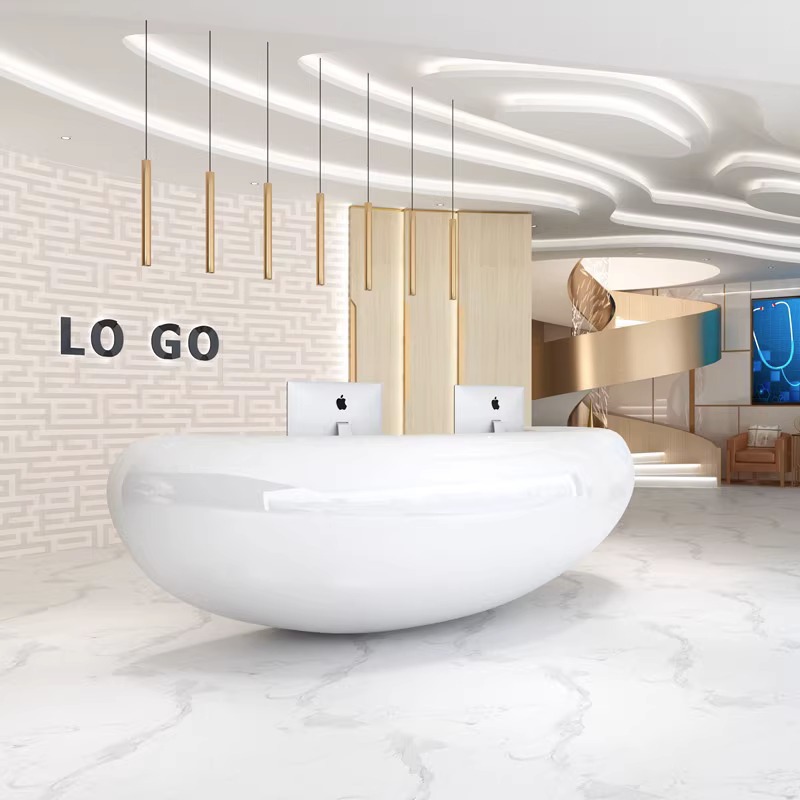 Curved Solid Surface Reception Desk Curved Solid Surface Reception Desk