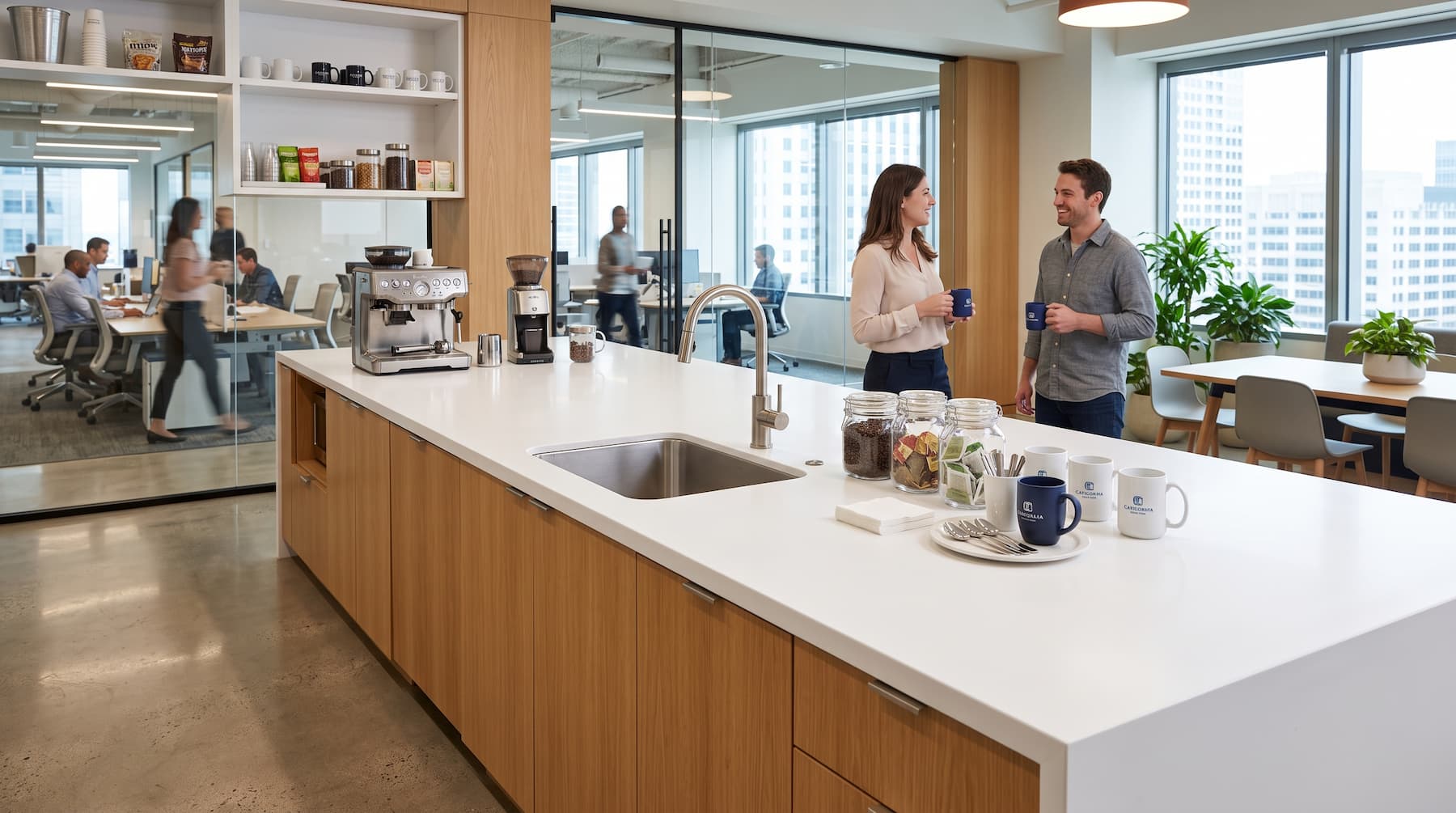 Solid Surface Countertop for Office Pantry