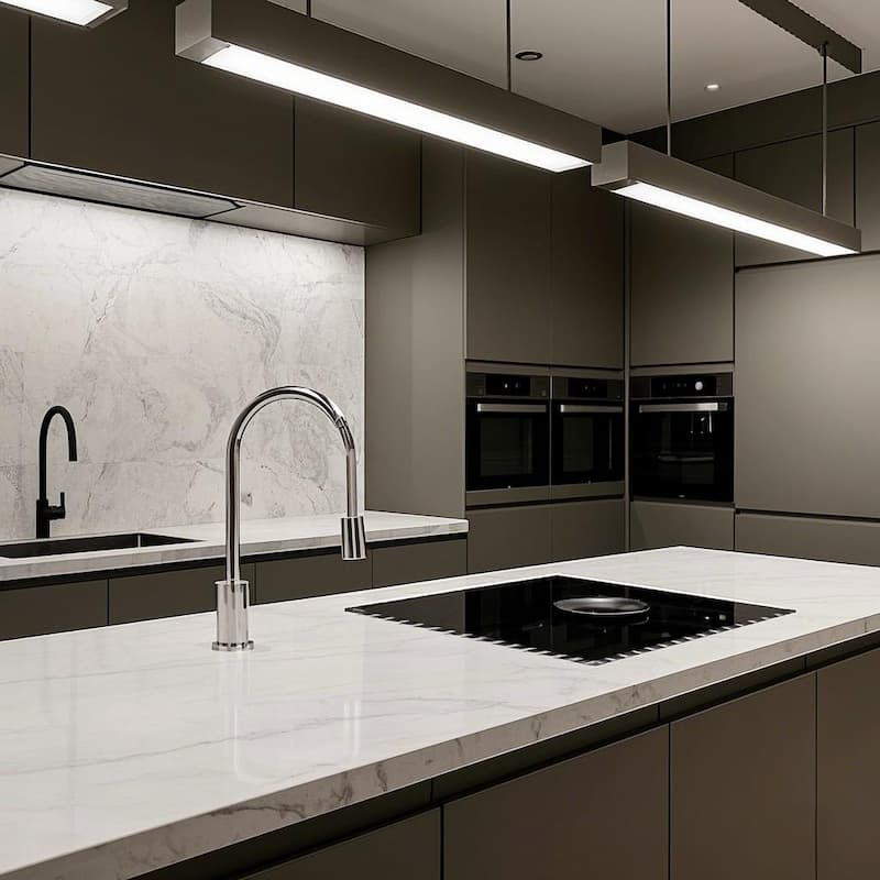 wholesale L shaped calacatta quartz kitchen tops
