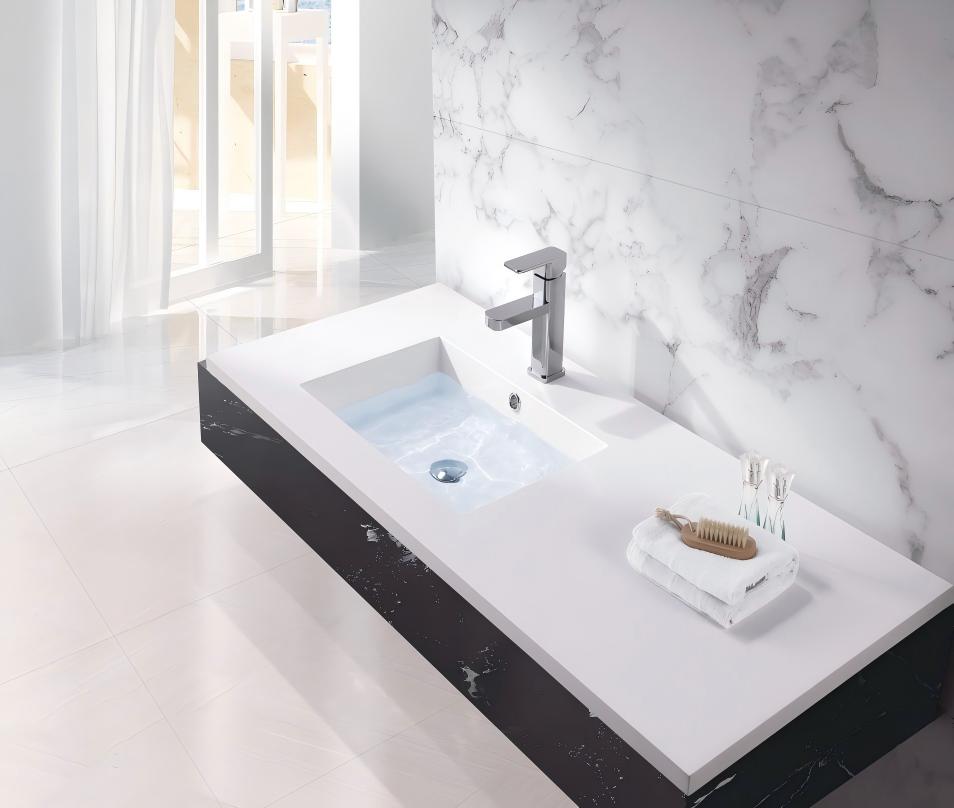 Seamless Pure Acrylic Single Basin Floating Vanity Countertop Seamless Pure Acrylic Single Basin Floating Vanity Countertop
