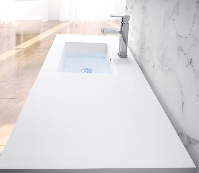 Commercial Multi-Station Public Restroom Solid Surface Vanity Counter Commercial Multi-Station Public Restroom Solid Surface Vanity Counter
