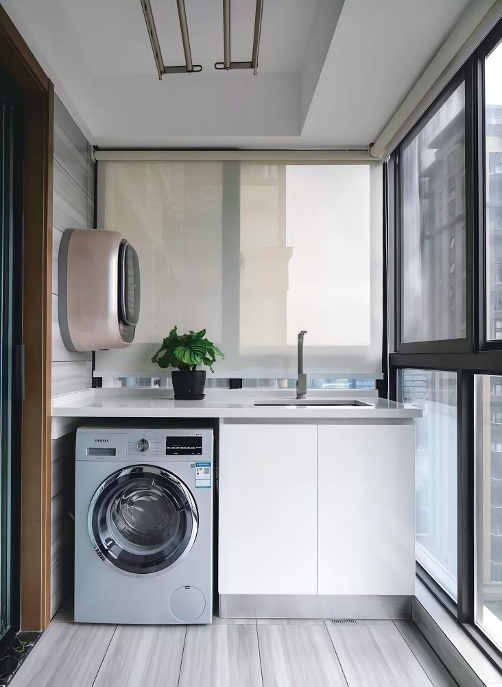 Seamless Balcony Laundry Countertop with Integrated Deep Sink Seamless Balcony Laundry Countertop with Integrated Deep Sink