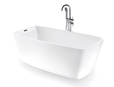 Pure Alpine White Rectangular Freestanding Bathtub