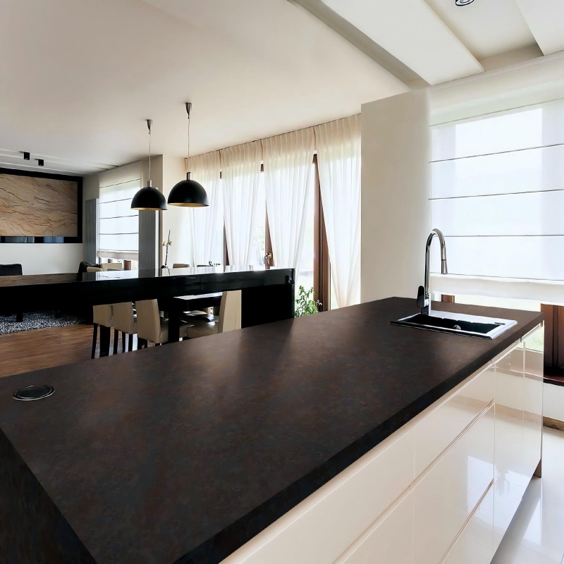 Solid Surface Waterfall Kitchen Island
