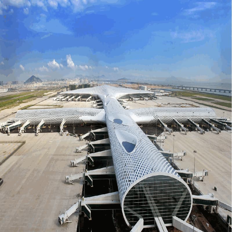 Airport check-in counters and security terminal solid surfaces