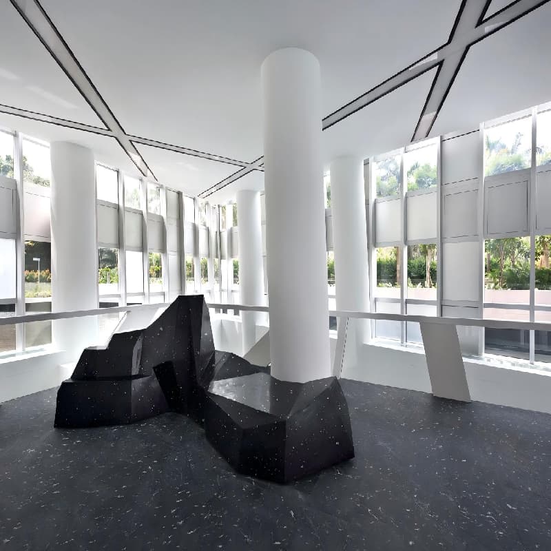 Seamless corporate headquarters reception lobby and architectural column cladding